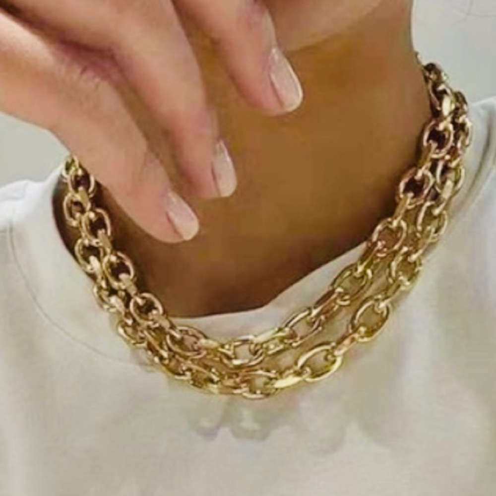 Metal Chain Chunky Gold or Silver - Double Layer Link Chain